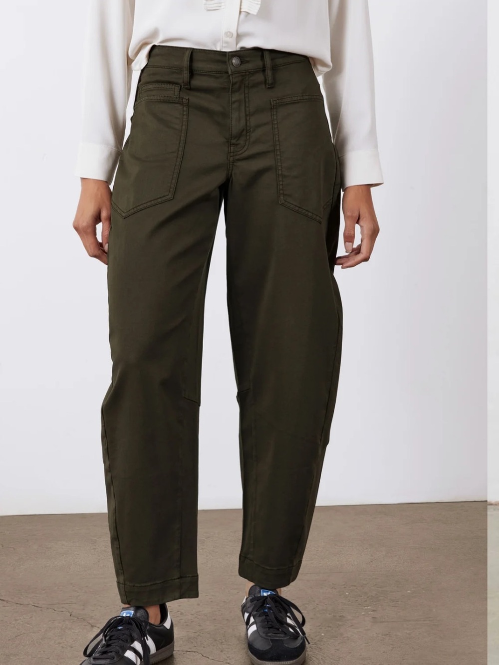 High-Rise Cropped Utility Pants in Olive NWT
